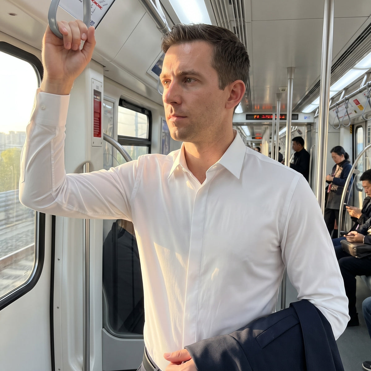 Nach dem Arbeitstag in der Bahn