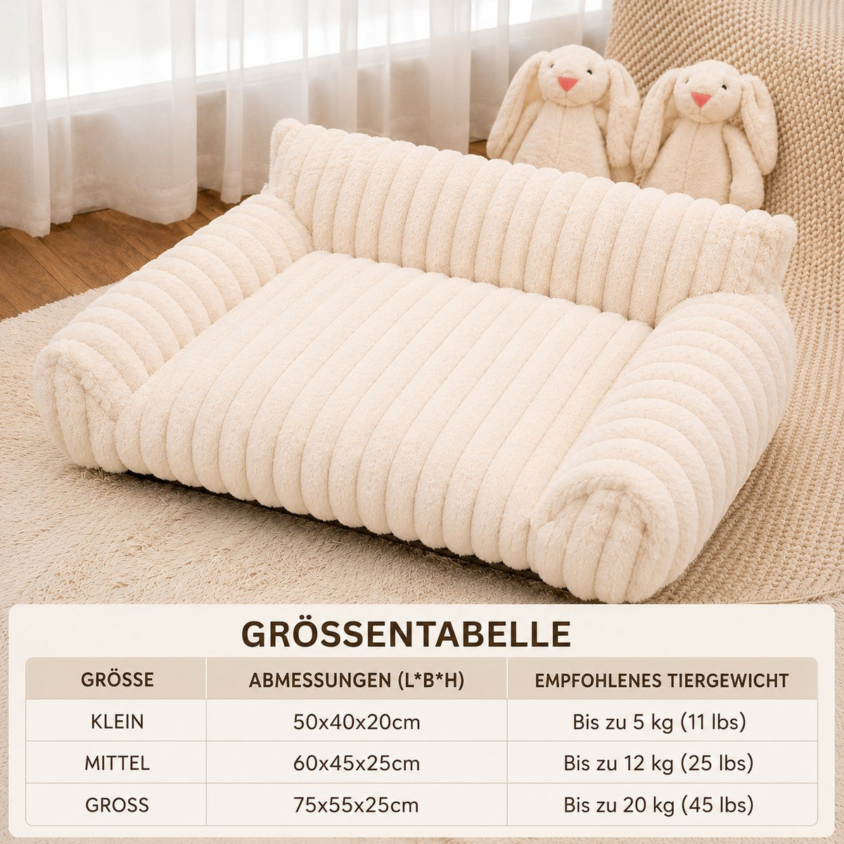 couleur Weiß — Plüsch-Sofa Haustierbett – Kuscheliges Mini-Sofa für Katzen & Hunde