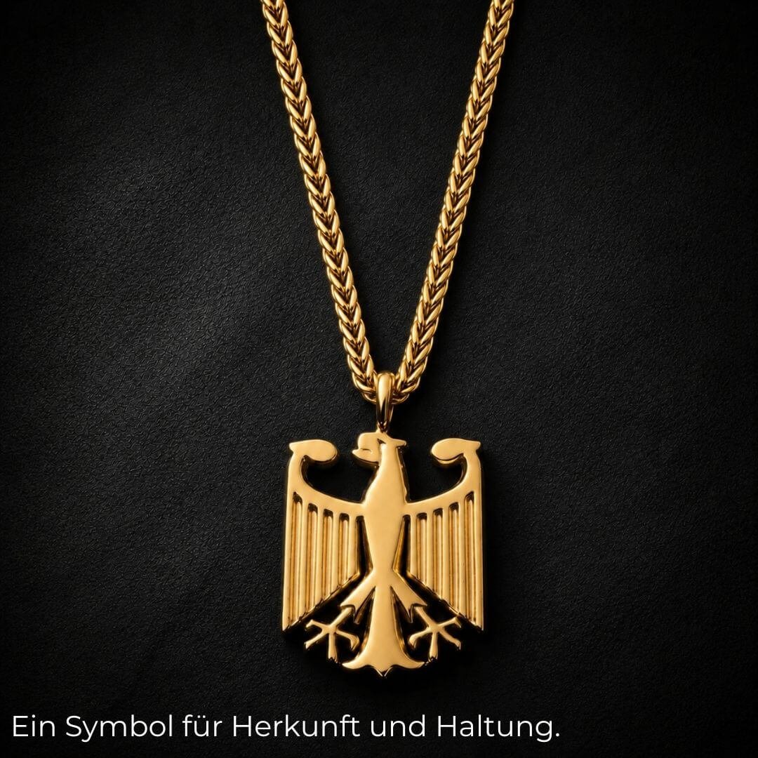 couleur Gold — Deutschland Adler Kette – Bundesadler Anhänger aus Edelstahl