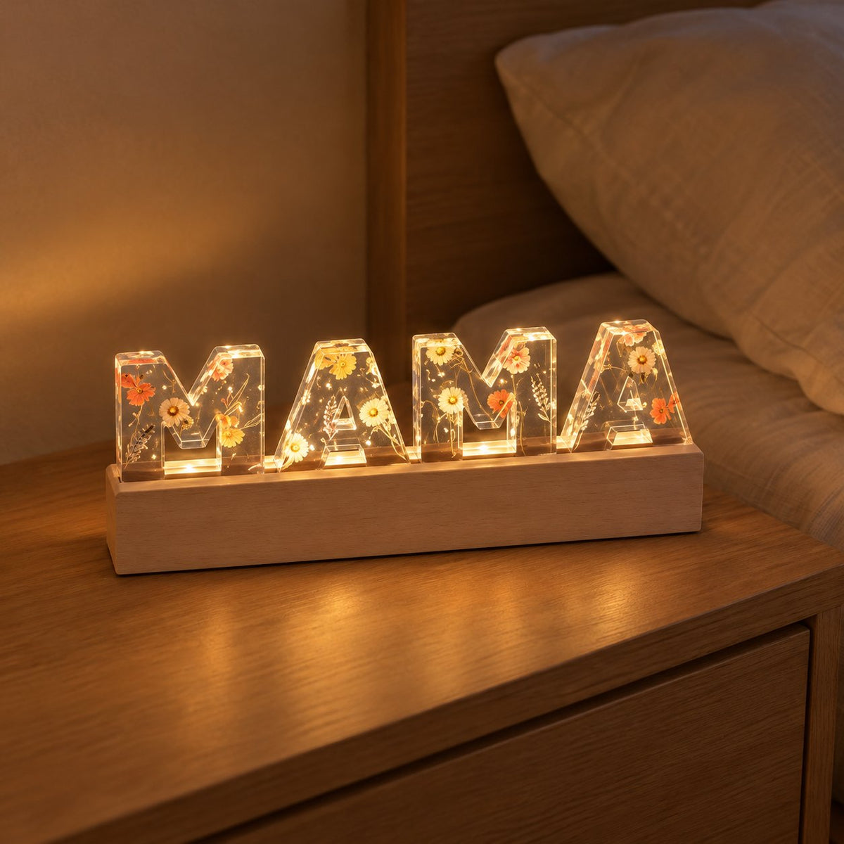 situation — MAMA Nachtlicht mit Geburtsblumen – personalisiert