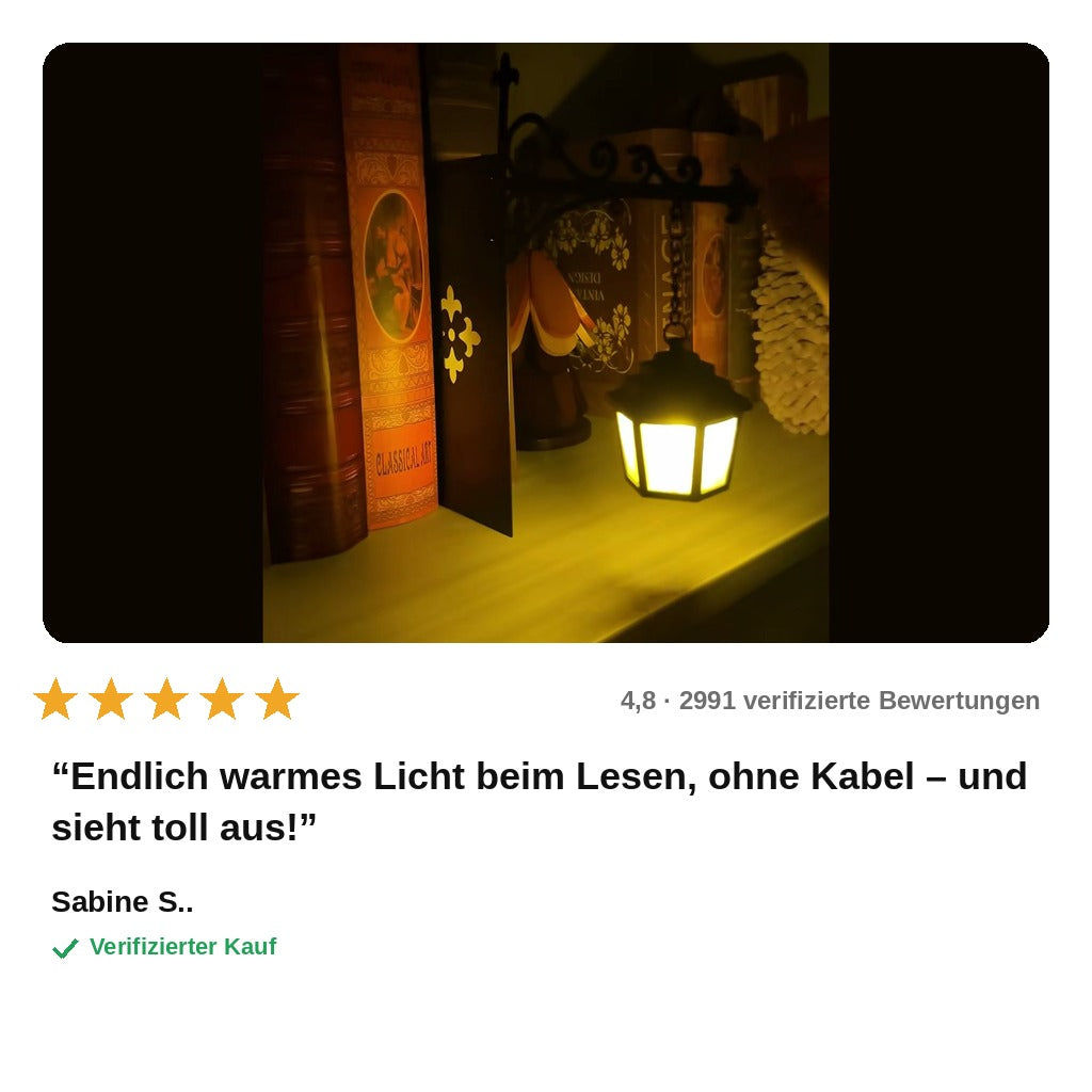 avis — BuchLaterne™ – Mini-Laterne fürs Bücherregal mit warmem LED-Licht