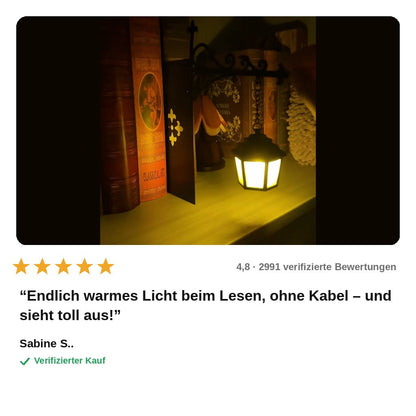 avis — BuchLaterne™ – Mini-Laterne fürs Bücherregal mit warmem LED-Licht