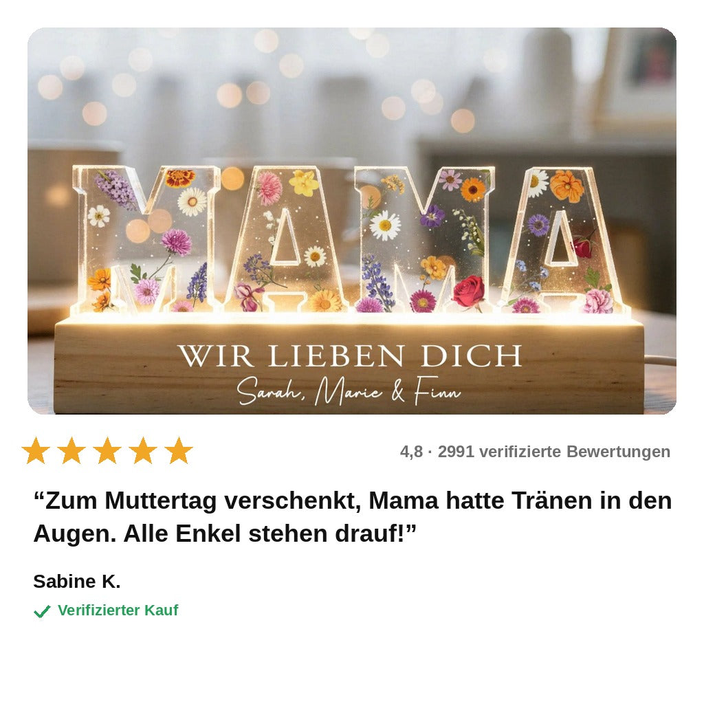 avis — MAMA Nachtlicht mit Geburtsblumen – personalisiert