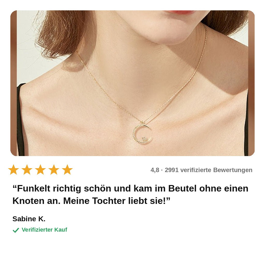 avis — Funkelnde Mond & Stern Halskette