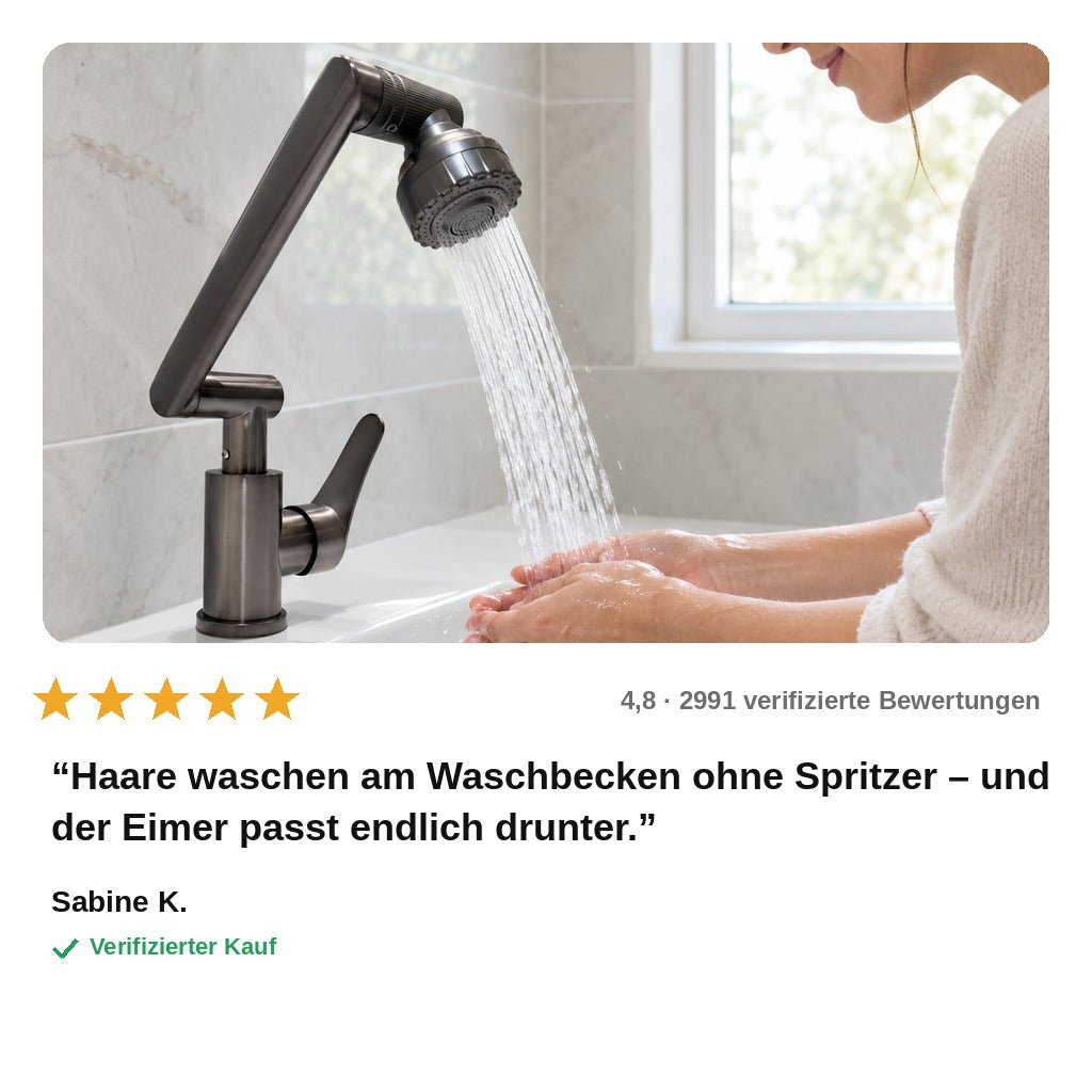 avis — FlexStrahl™ 1080° Schwenkarmatur – Waschtischarmatur mit Gelenkarm & 2 Strahlarten
