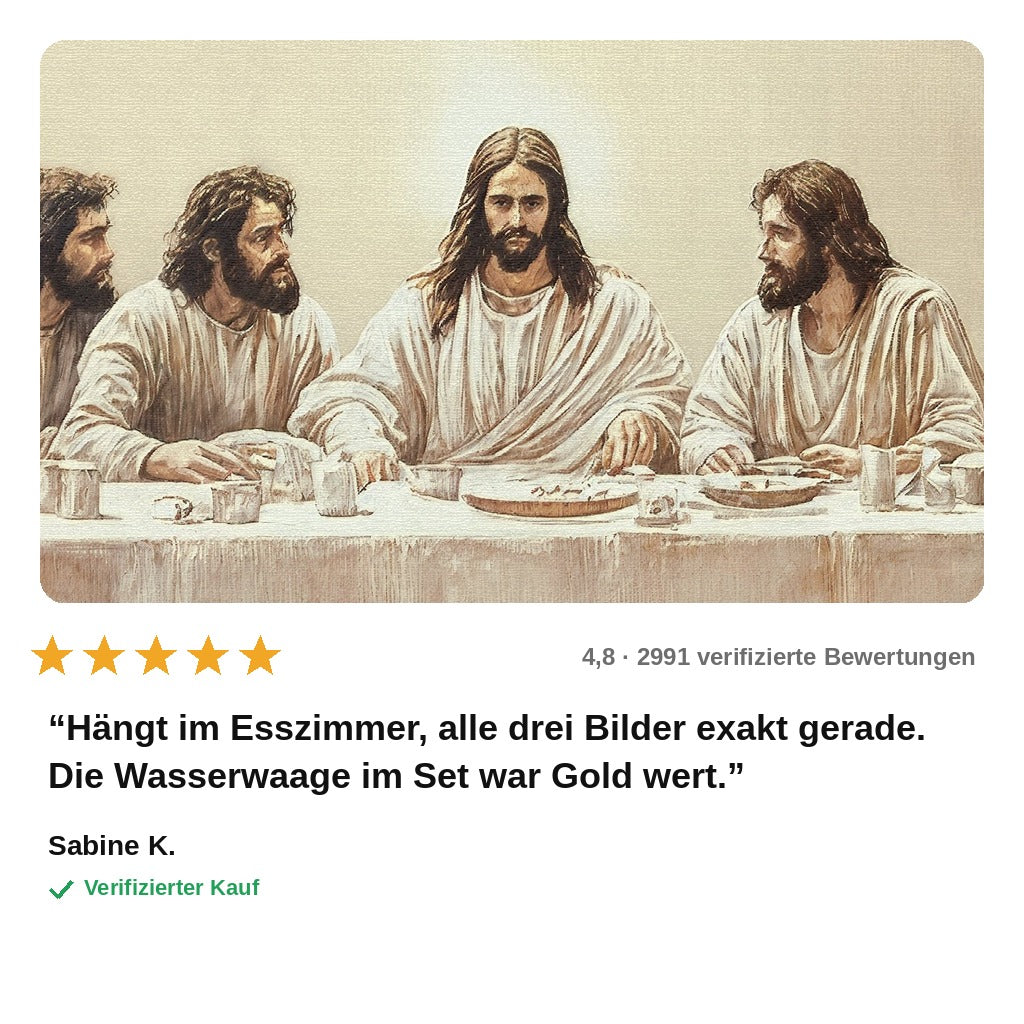 avis — Das Letzte Abendmahl – 3-teiliges Leinwandbild auf Holzrahmen, fertig zum Aufhängen
