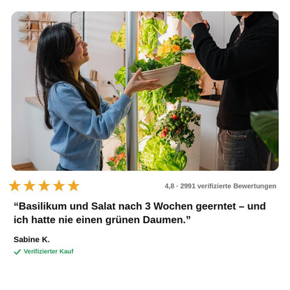 avis — GrünTurm™ – Hydroponik-Turm für 24 Pflanzen mit automatischer Bewässerung und Pflanzenlicht
