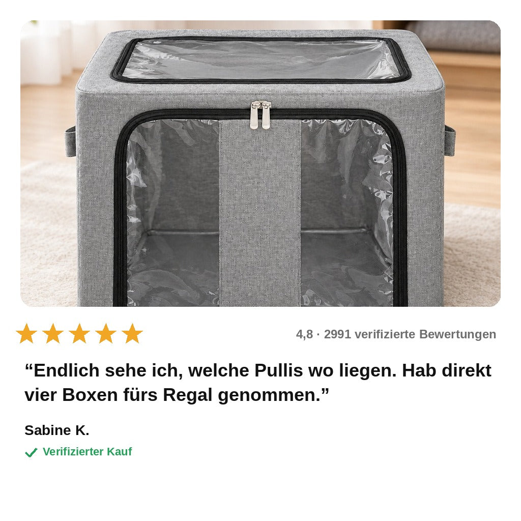 avis — Faltbare Aufbewahrungsbox mit Sichtfenster – mit Reißverschluss-Deckel