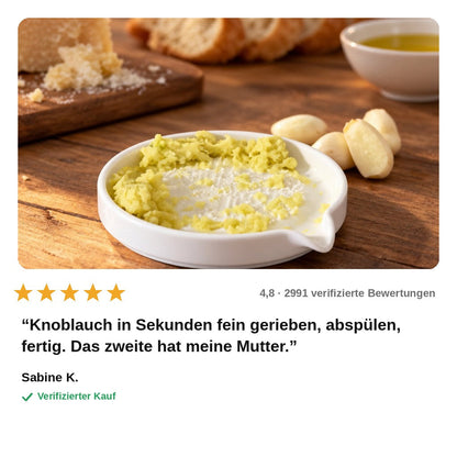 avis — Keramik Reibeteller – Knoblauch, Ingwer & Parmesan in Sekunden fein gerieben