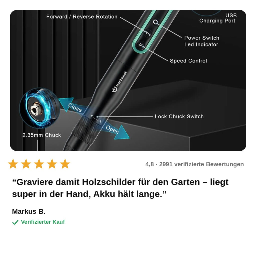 avis — FeinWerk™ Akku-Rotationsstift – Kabelloses Mini-Multitool mit über 50 Aufsätzen