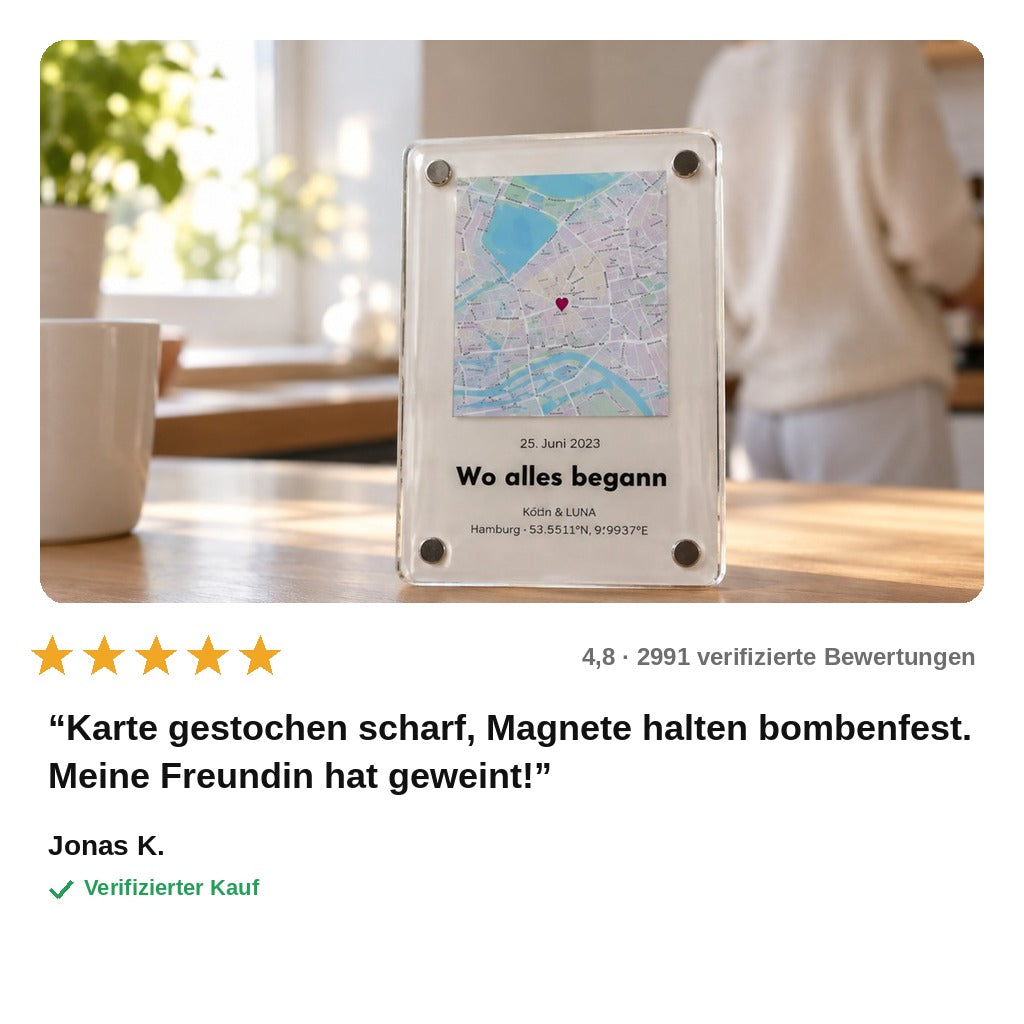 avis — Personalisierter Karten-Magnet aus Acryl – Euer Ort, euer Datum, eure Namen