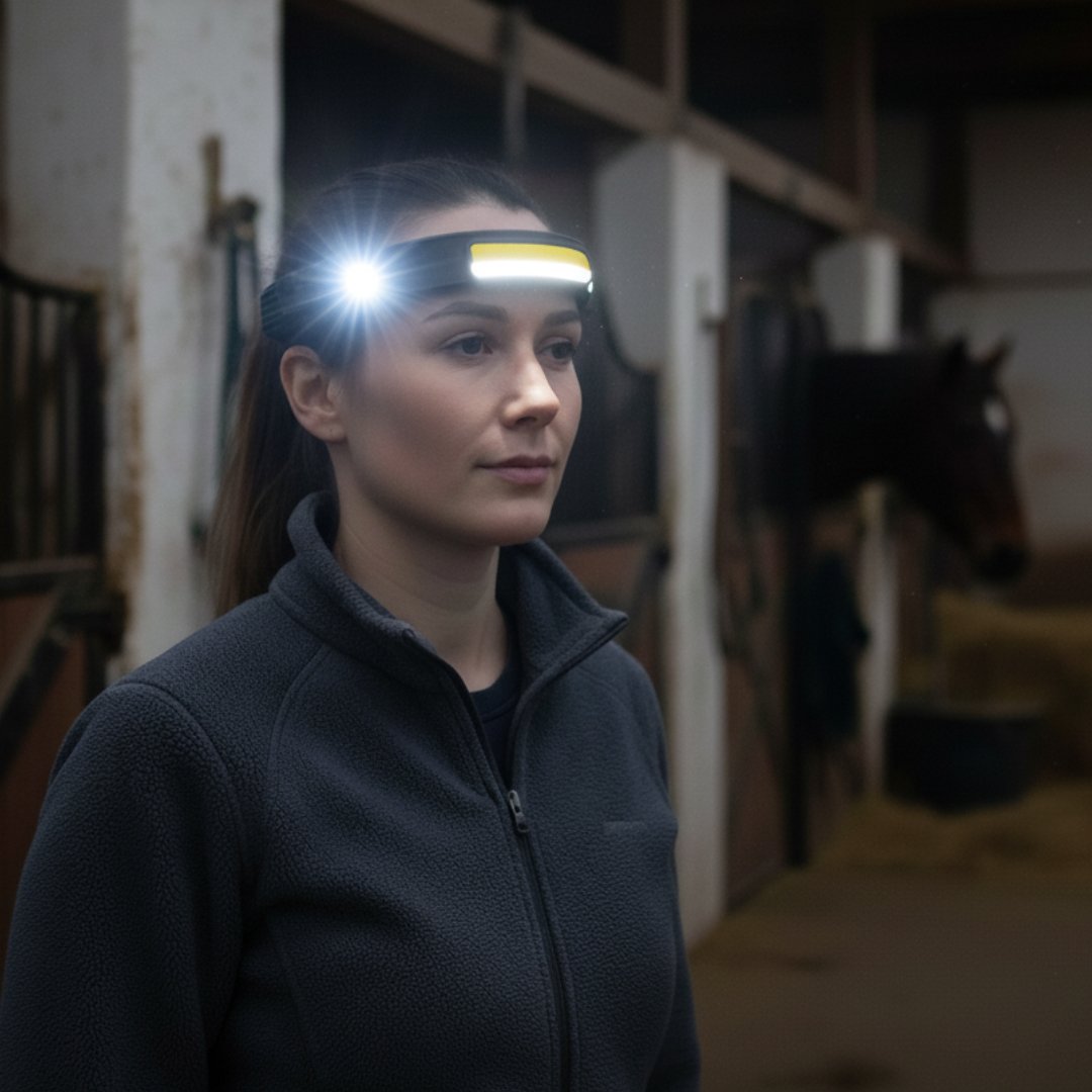 Wiederaufladbare LED-Stirnlampe, 230°-Lichtband