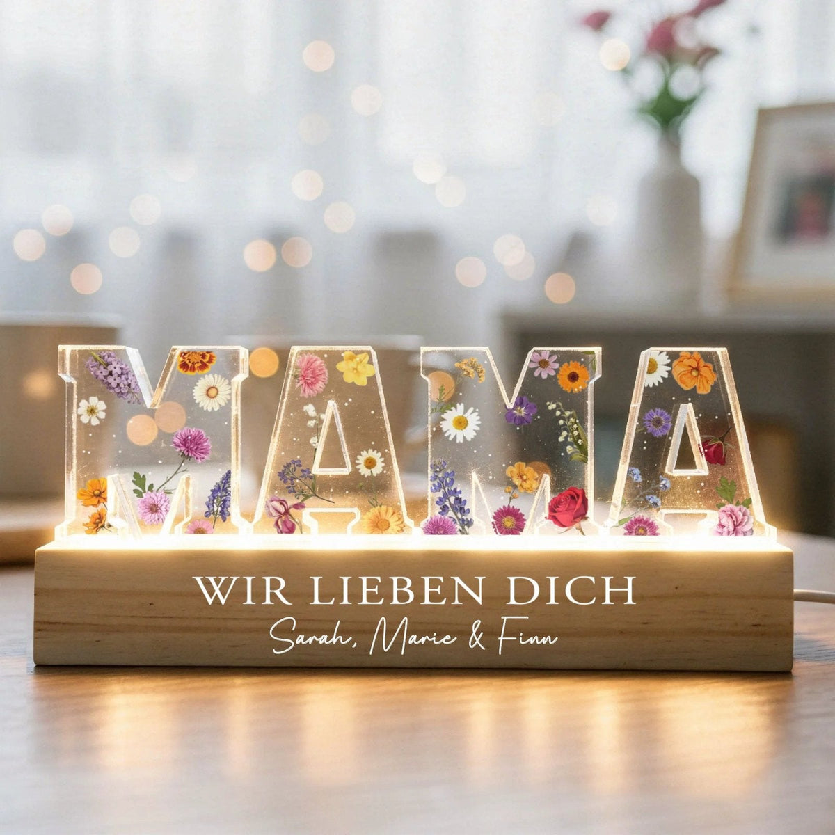 situation — MAMA Nachtlicht mit Geburtsblumen – personalisiert