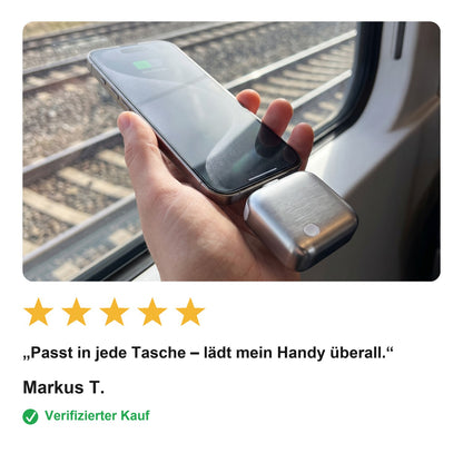 Mini USB-C Powerbank – Taschenformat, ohne Kabel