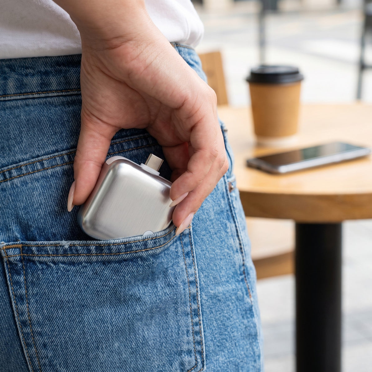 Mini USB-C Powerbank – Taschenformat, ohne Kabel