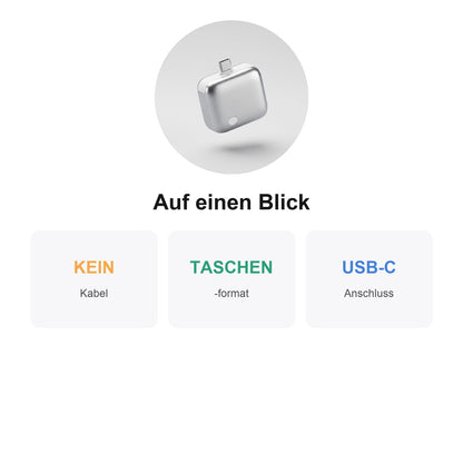 Mini USB-C Powerbank – Taschenformat, ohne Kabel