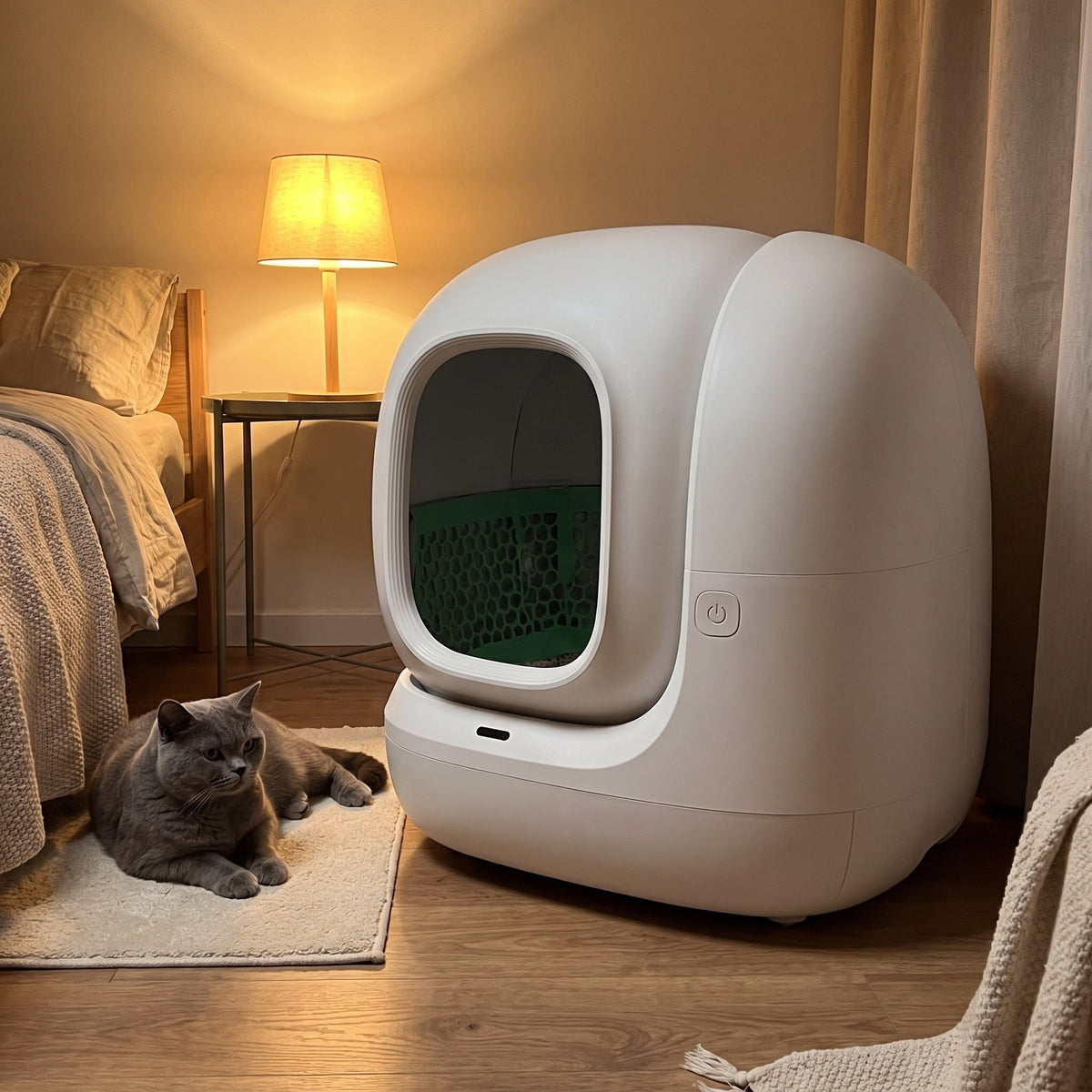 CleanSphere Pro im Schlafzimmer am Abend