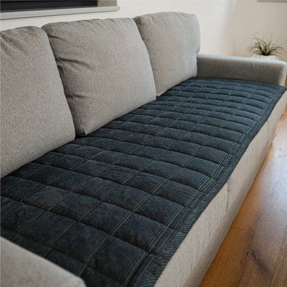 couleur Dunkelgrau — Cord-Sofaschoner rutschfest – Schutz vor Tierhaaren, Kratzern & feuchten Pfoten