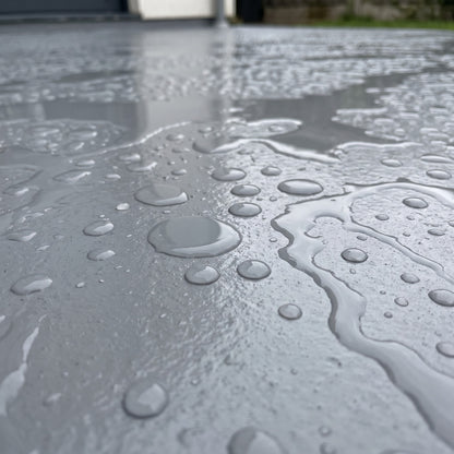 Wasser perlt auf der ausgehaerteten Schicht ab