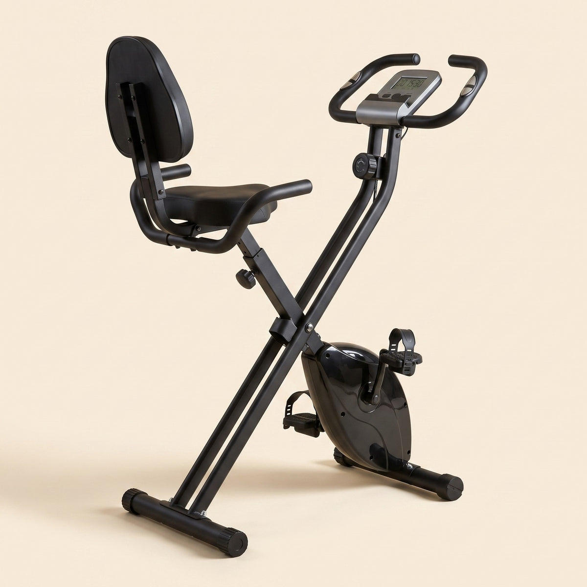 VeloFold Pro – klappbarer Magnet-Heimtrainer in Mattschwarz, Produktansicht