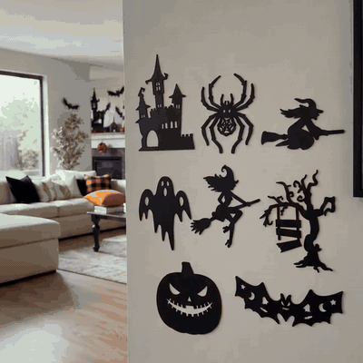 gif — Halloween LED Wandleuchte – Gruselige Silhouette mit Farbwechsel