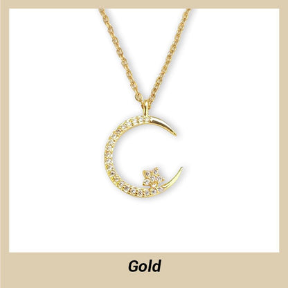 couleur Gold — Funkelnde Mond & Stern Halskette