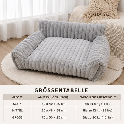 couleur Grau — Plüsch-Sofa Haustierbett – Kuscheliges Mini-Sofa für Katzen & Hunde