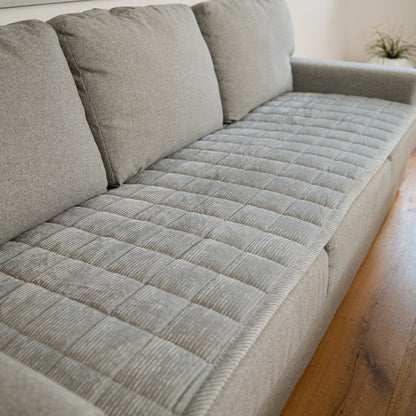 couleur Grau — Cord-Sofaschoner rutschfest – Schutz vor Tierhaaren, Kratzern & feuchten Pfoten