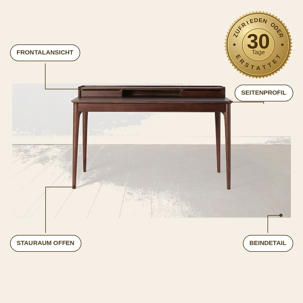 infographie — Eichenwerk™ Massivholz-Schreibtisch mit Stauraum
