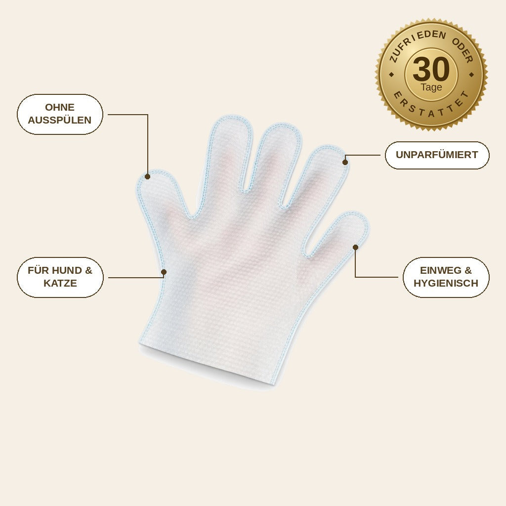 infographie — PfotenFix™ – Pflegehandschuhe für Hunde, ohne Wasser (18 Stück)