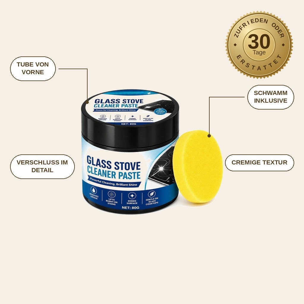 infographie — GlanzCera™ Ceranfeld-Reinigungspaste 80 g + Schwamm