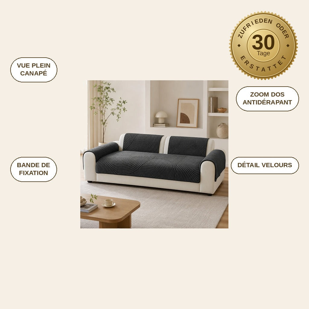 infographie — CosyGrip™ – Jeté de Canapé Velours Anti-Glisse