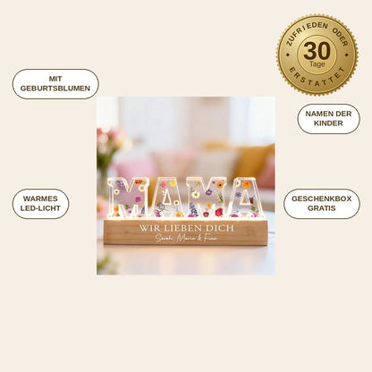 infographie — MAMA Nachtlicht mit Geburtsblumen – personalisiert