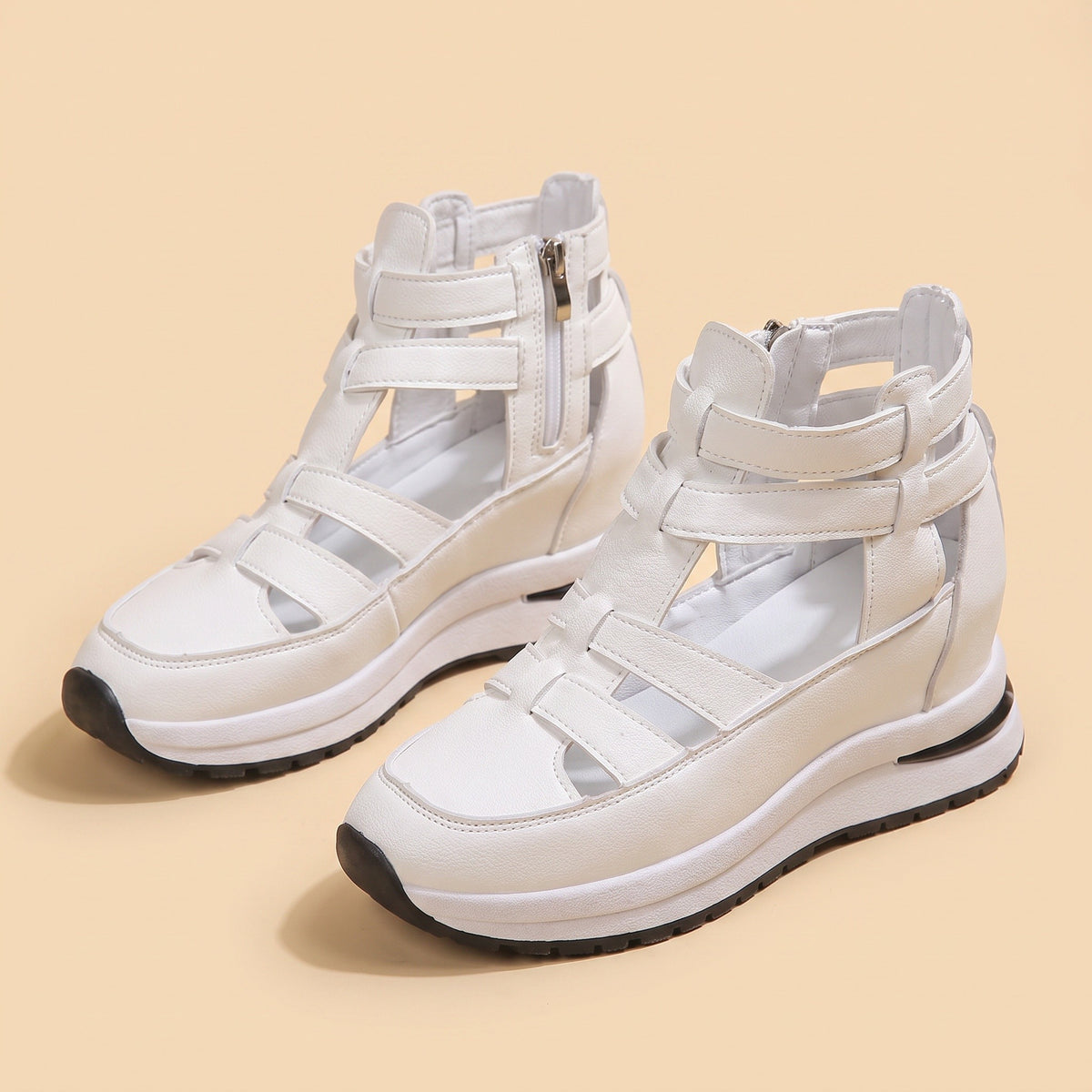 LunaStep™ Keilsandalen mit Reißverschluss — Paar in Weiß