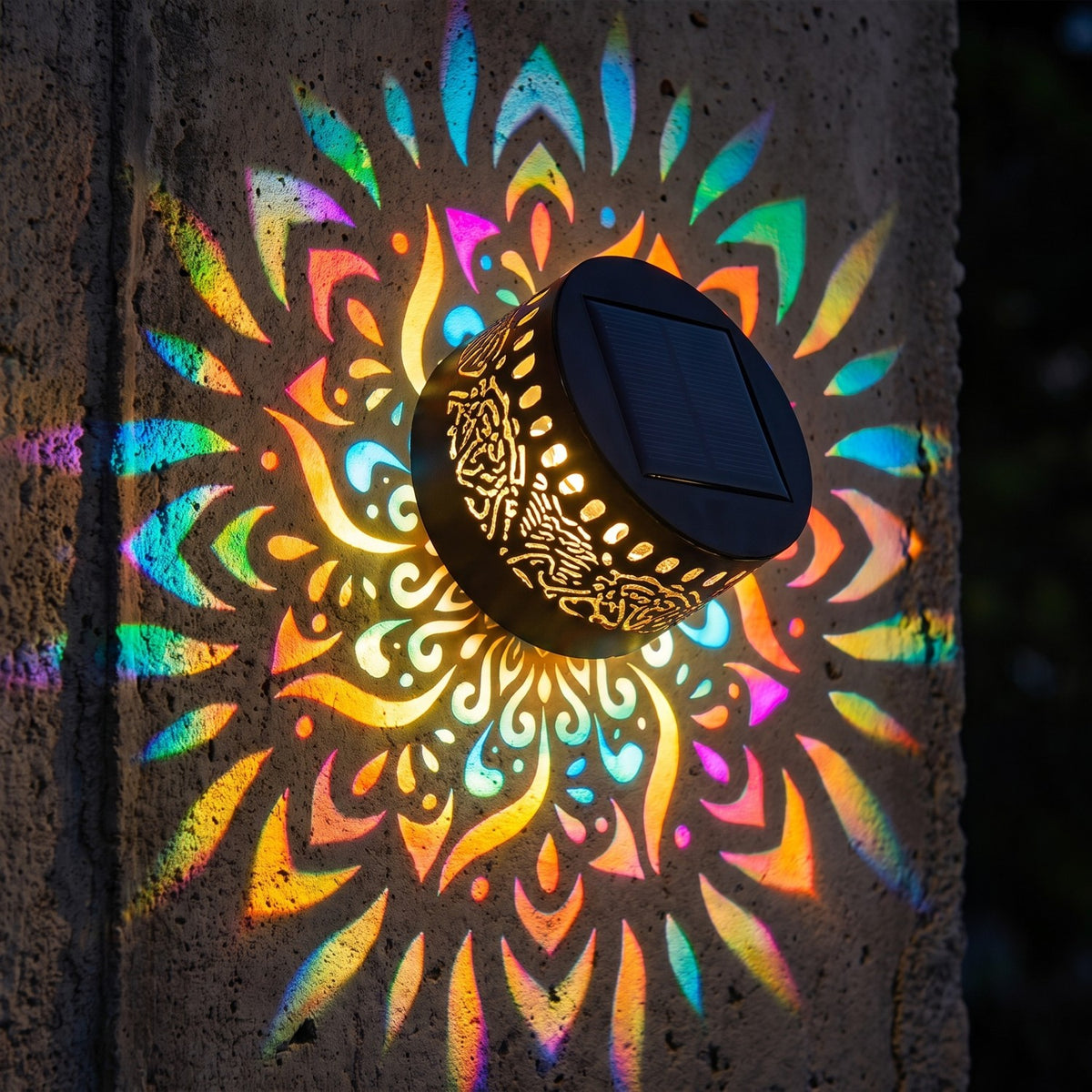 Solar-Mandala Projektionslampe – 2-in-1 Boden- & Wandleuchte