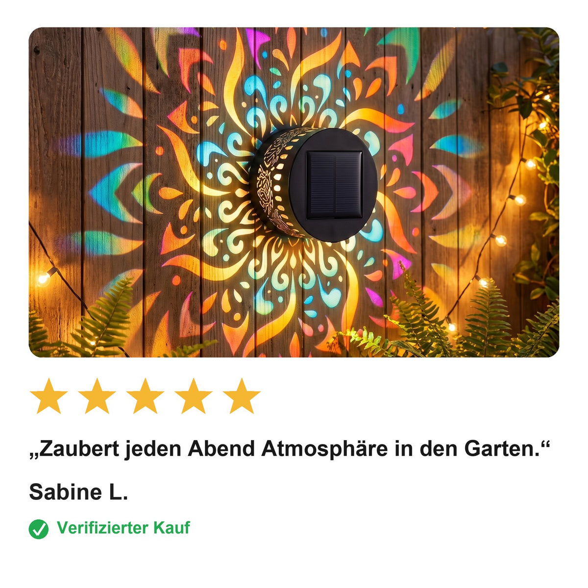 Solar-Mandala Projektionslampe – 2-in-1 Boden- & Wandleuchte