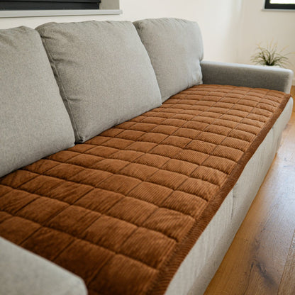 couleur Braun — Cord-Sofaschoner rutschfest – Schutz vor Tierhaaren, Kratzern & feuchten Pfoten