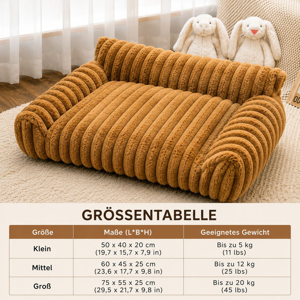 couleur Braun — Plüsch-Sofa Haustierbett – Kuscheliges Mini-Sofa für Katzen & Hunde