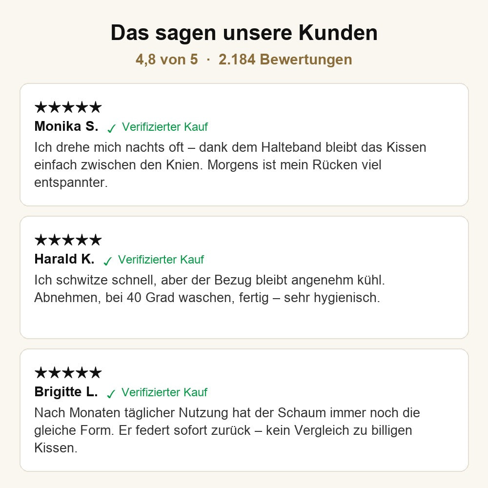 Verifizierte Kundenbewertungen — OrthoAlign™ Kniekissen