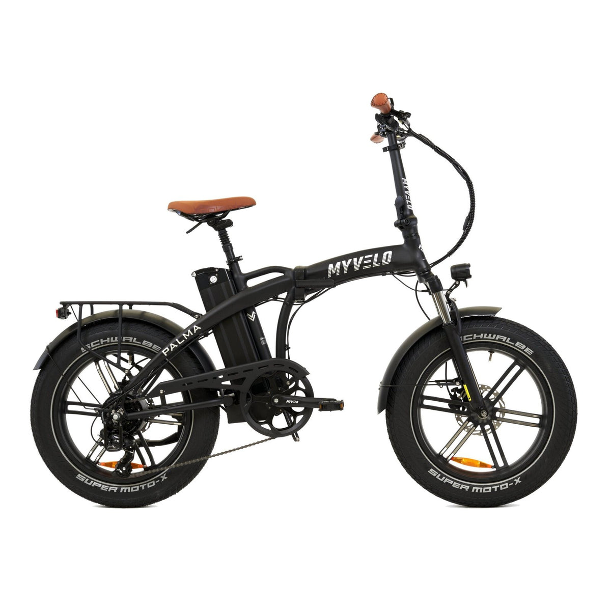 Schwarz — TerraFold™ E-Faltrad – Klappbares Elektro-Fatbike