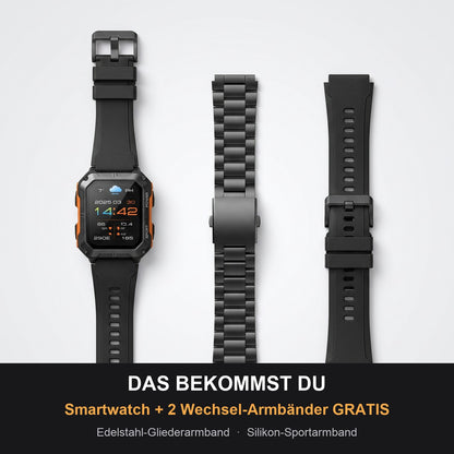 Lieferumfang: StahlGear Smartwatch + 2 Wechsel-Armbänder gratis
