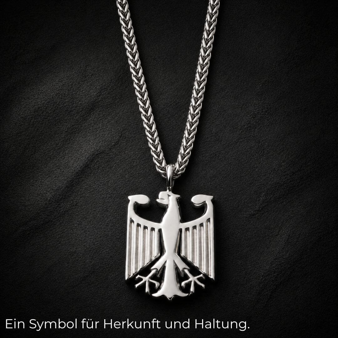 couleur Silber — Deutschland Adler Kette – Bundesadler Anhänger aus Edelstahl
