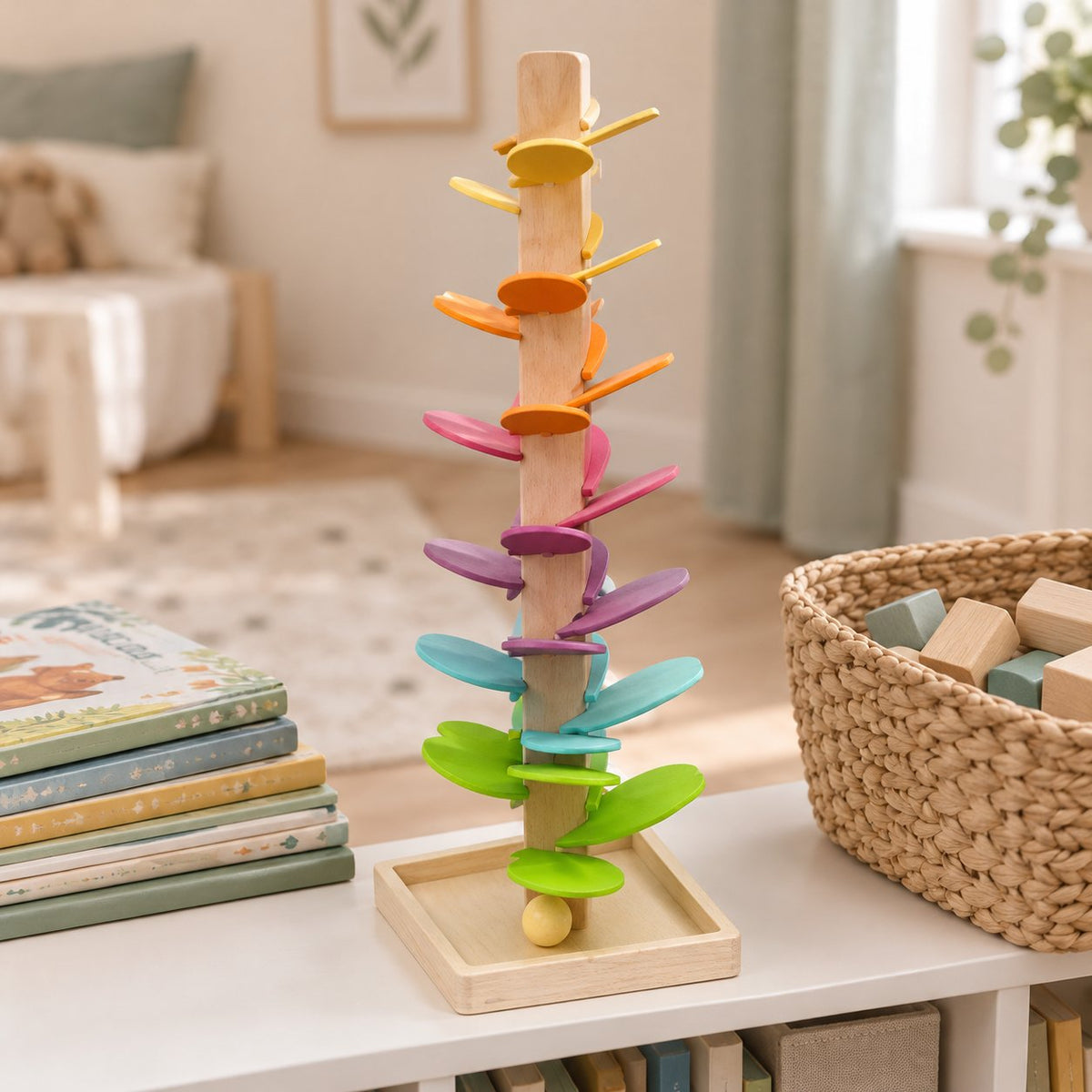 situation — KlangTurm™ – Regenbogen-Kugelbahn aus Holz mit Klangeffekt