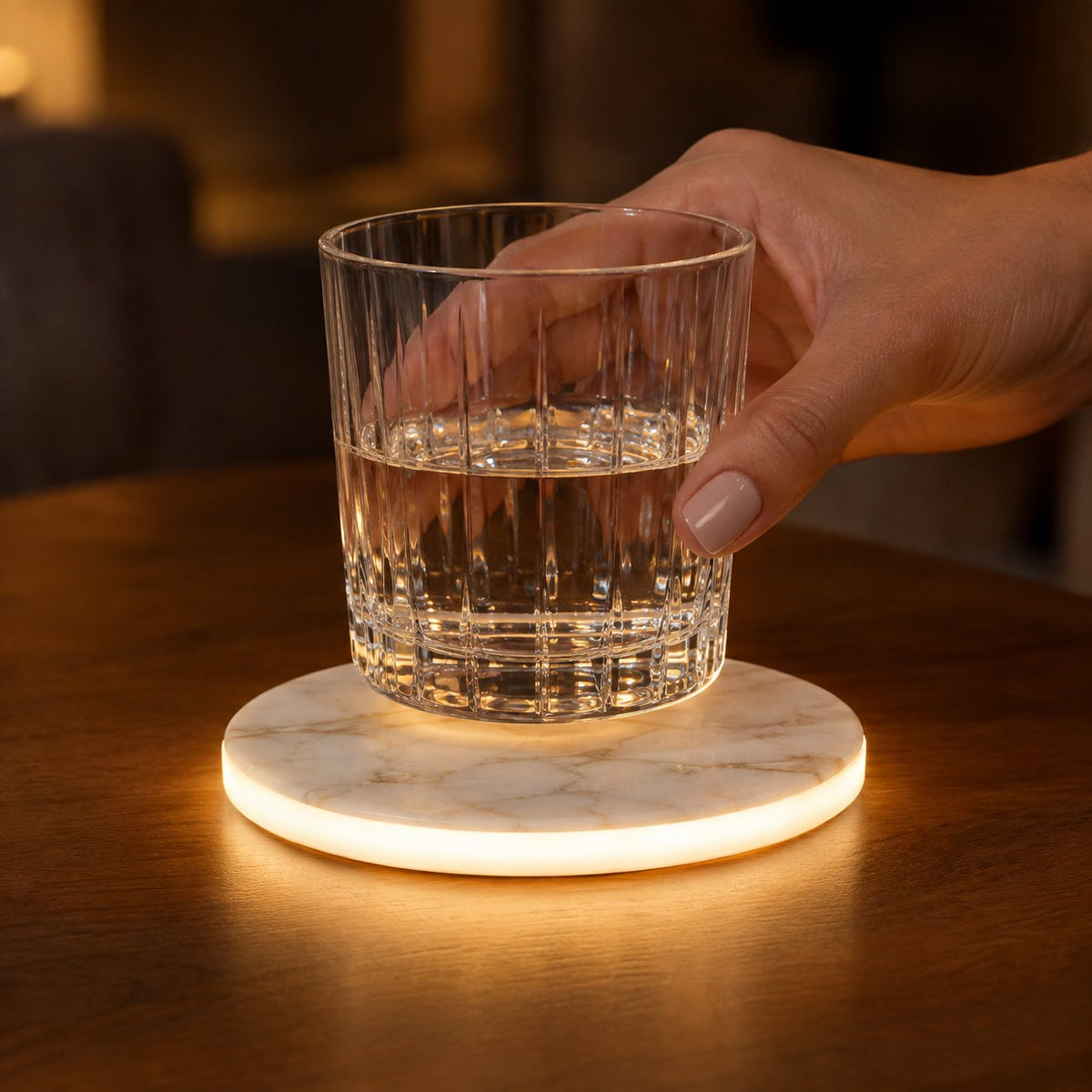 situation — GlowRing™ – Leuchtende LED-Untersetzer mit Ersatzbatterien