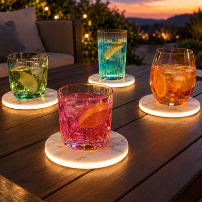 situation — GlowRing™ – Leuchtende LED-Untersetzer mit Ersatzbatterien