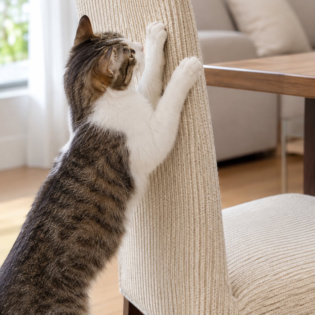 situation — Stuhlhusse mit Sisal-Kratzmatte – Schützt Möbel vor Katzenkrallen