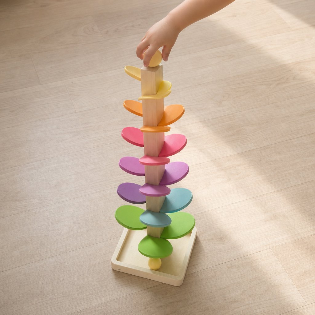 situation — KlangTurm™ – Regenbogen-Kugelbahn aus Holz mit Klangeffekt