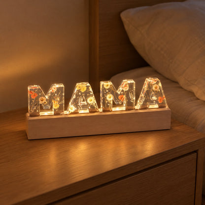 situation — MAMA Nachtlicht mit Geburtsblumen – personalisiert