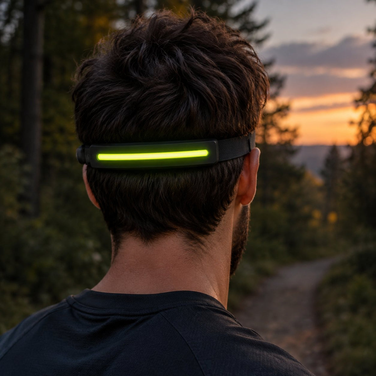 Wiederaufladbare LED-Stirnlampe, 230°-Lichtband