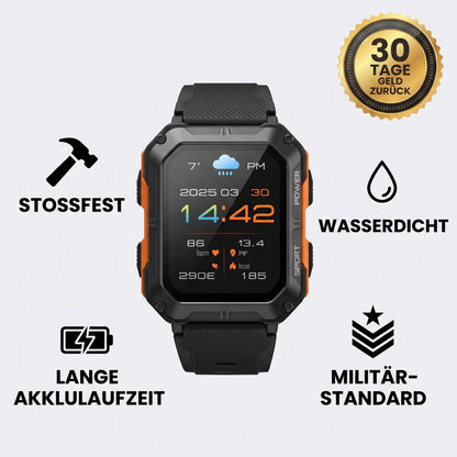 StahlGear™ Unzerstörbare Smartwatch – Stoßfest, Wasserdicht & Militär-Standard